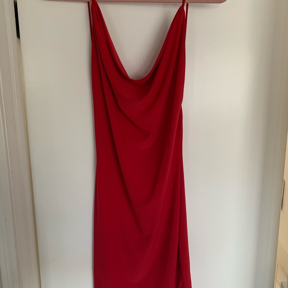RED OPEN BACK DRESS